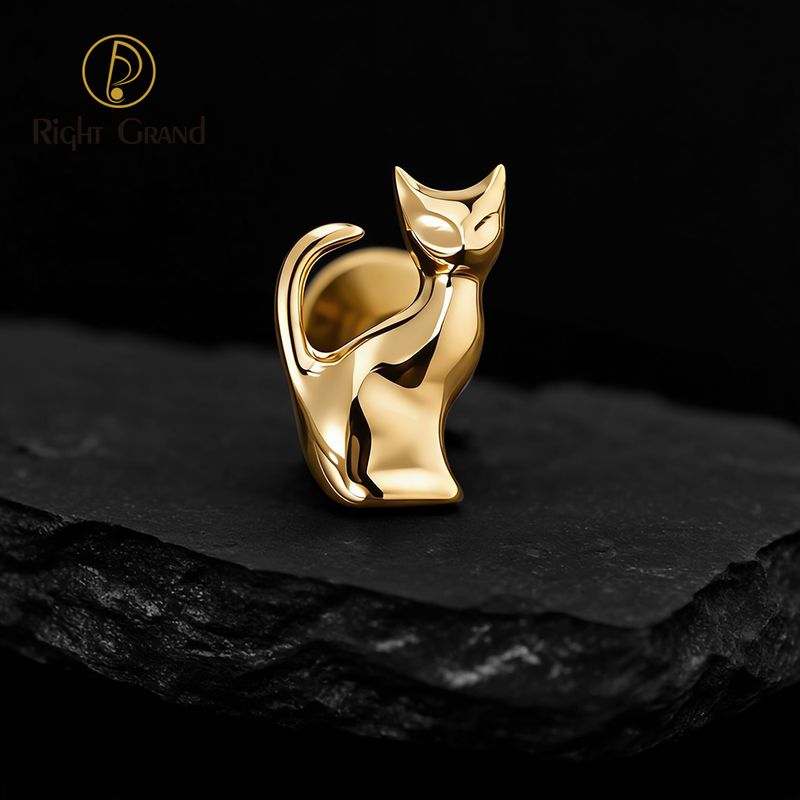 Right Grand Titanium Internal Thread Cat Power Halloween Labret Ring 16G Flat Back Cartilage Stud Earring Conch Helix Lip Piercing Jewelry