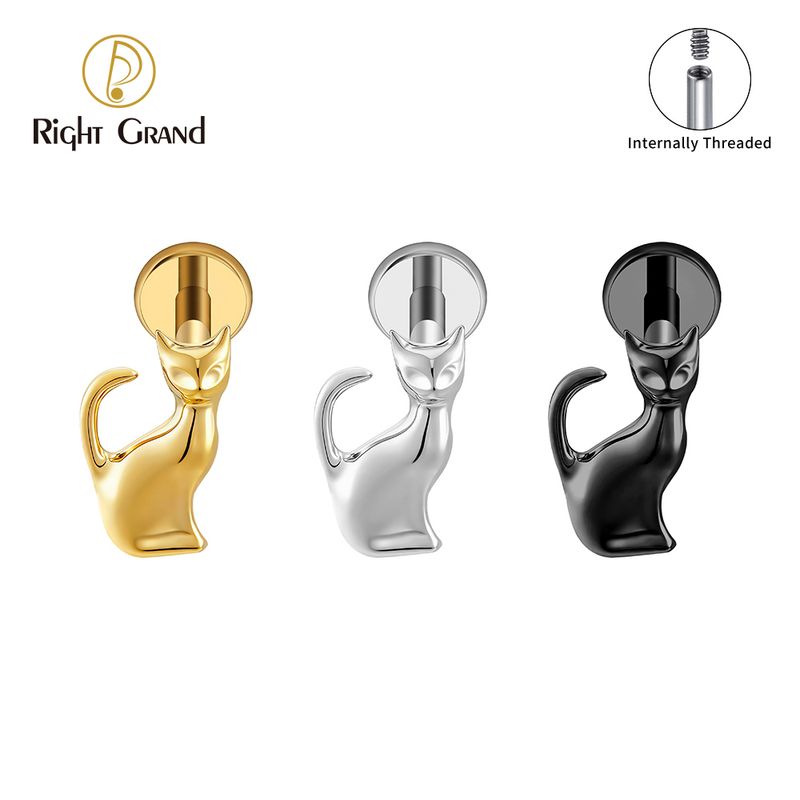 Right Grand Titanium Internal Thread Cat Power Halloween Labret Ring 16G Flat Back Cartilage Stud Earring Conch Helix Lip Piercing Jewelry