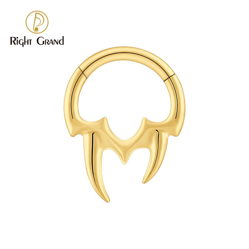 Right Grand Titanium 16G CZ Vampire Teeth Hinged Clicker Segment Hoop Ring Daith Earring Septem Nose Piercing