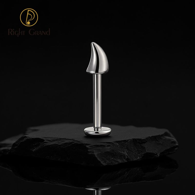 Right Grand 2Pcs Set Titanium Internal Thread Devil Horns Cartilage Earring 16G Helix Tragus Stud Flat Back Labret Piercing Jewelry