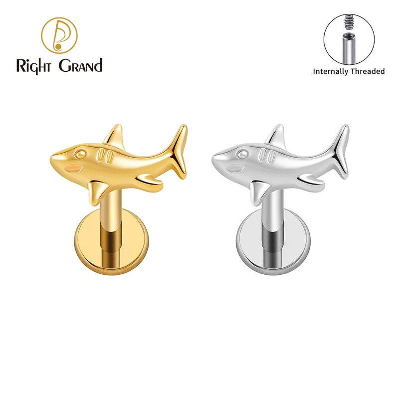 Right Grand Titanium Internal Thread Shark Cartilage Earring 16G Helix Tragus Stud Flat Back Labret Piercing Jewelry