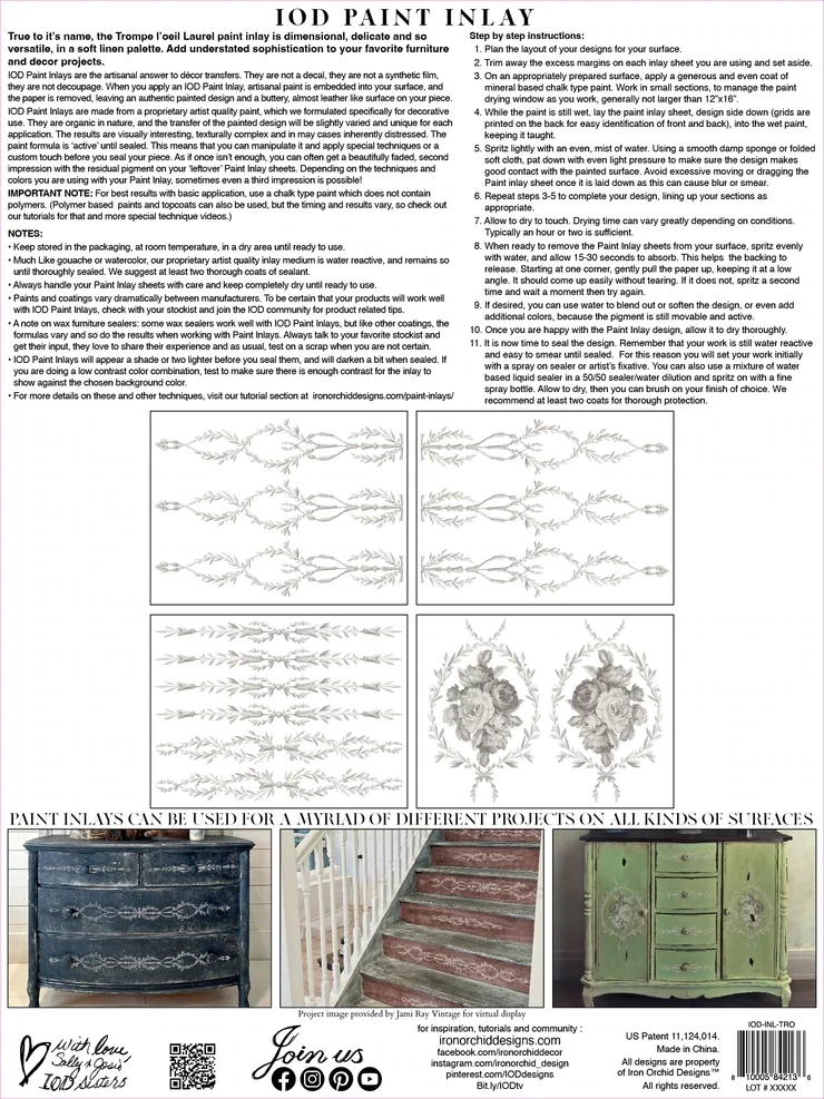 Iron Orchid Designs - Trompe L’Oeil Laurel Decor Oaint Inlay