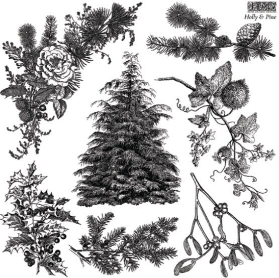 Holly and Pine Decor Stamp