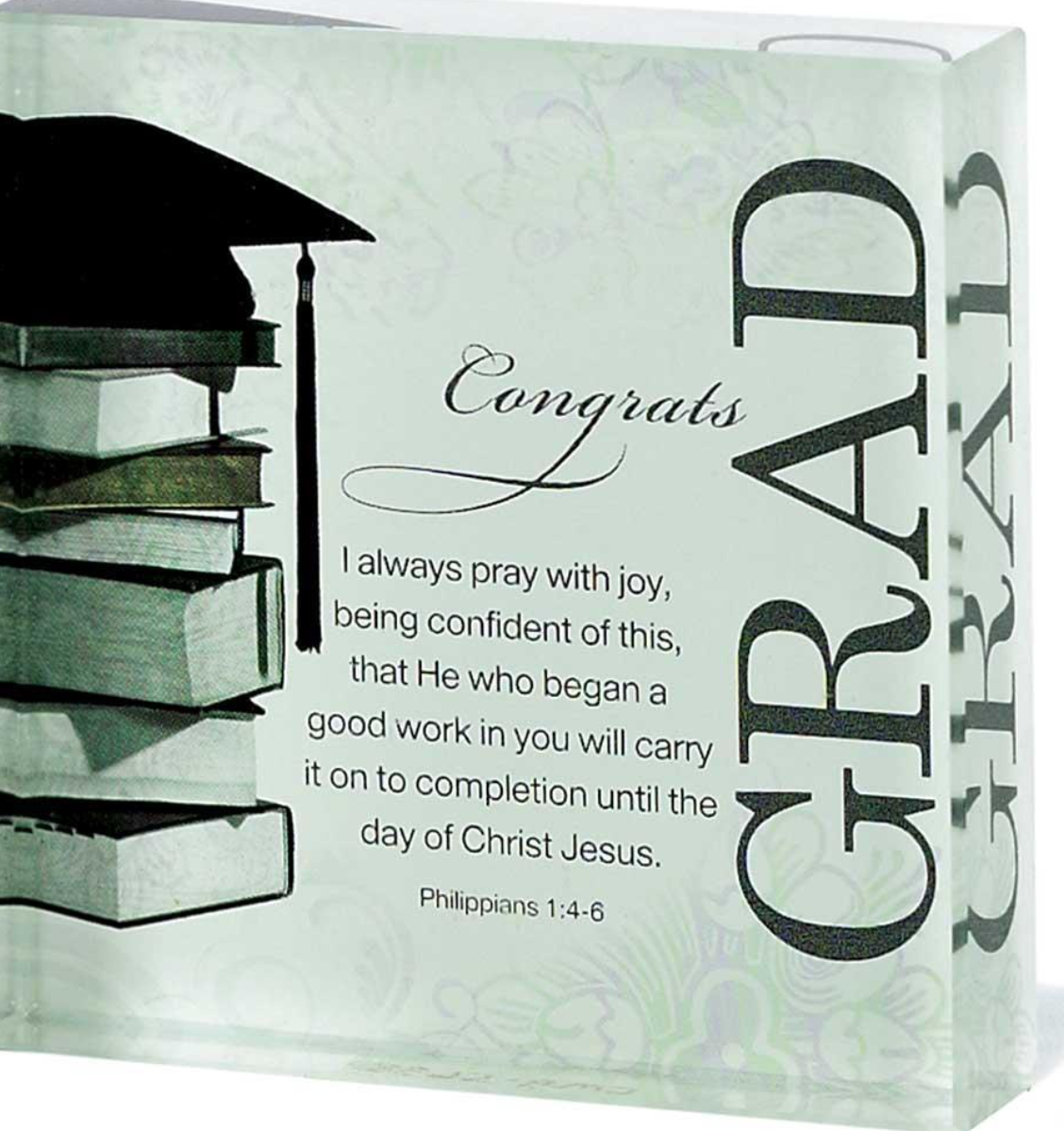 Congrats Grad Glass Tabletop Plaque