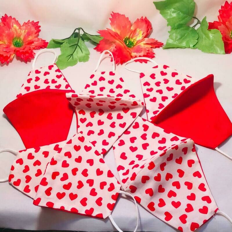 Red Hearts Love Symbol Washable Reusable Face Masks- Adult Face Mask