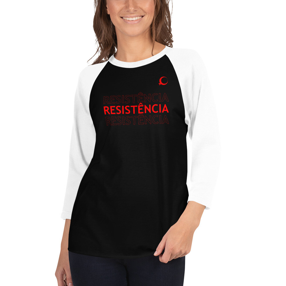 3/4 sleeve raglan shirt, Color: Black/White, Size: XS