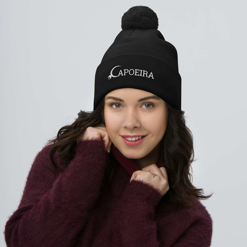 Pom-Pom Beanie, Color: Black