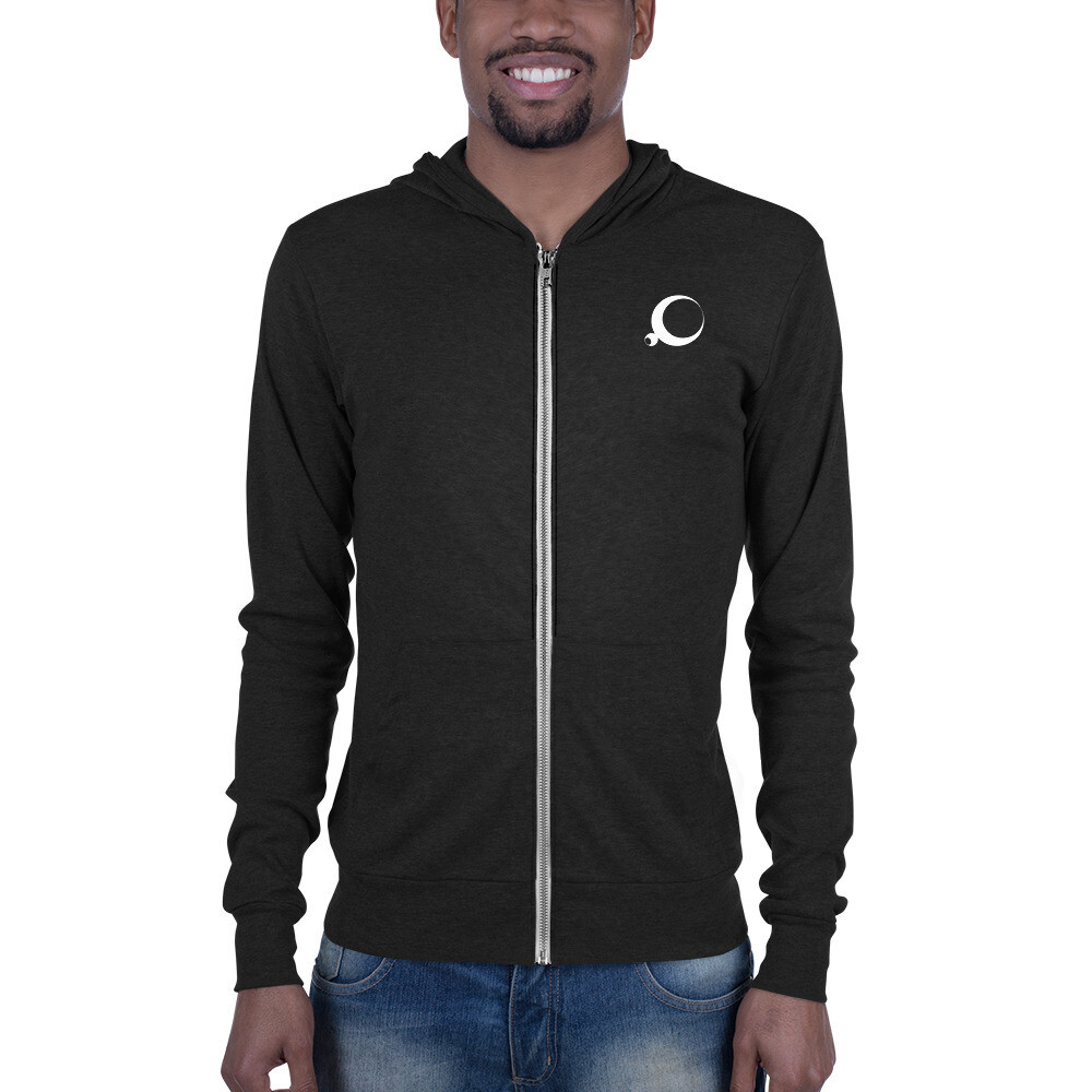 Unisex zip hoodie, Color: Charcoal Black Triblend, Size: XS