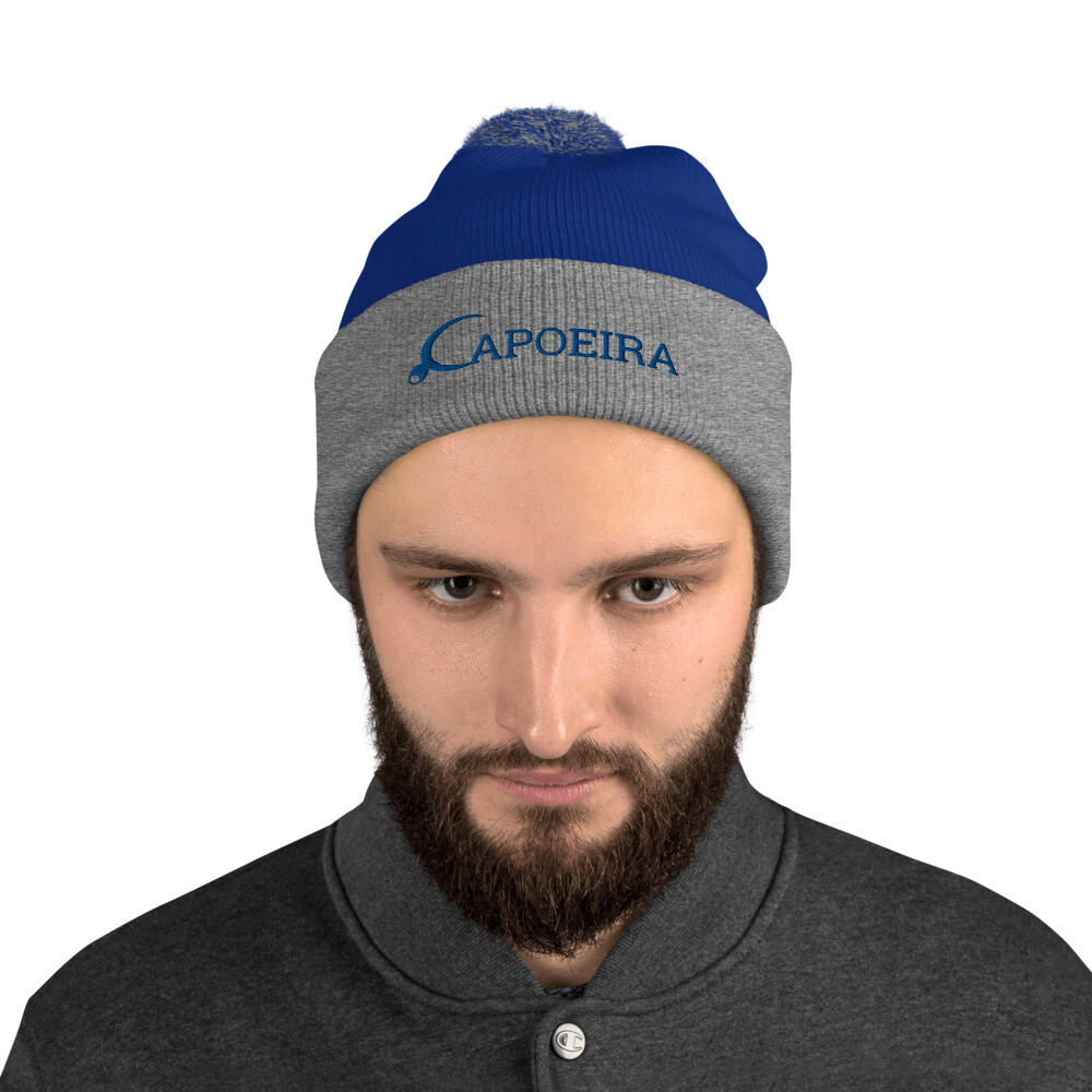 Pom-Pom Beanie, Color: Royal/ Heather Grey