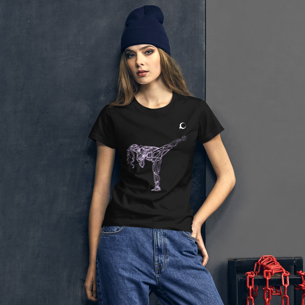 Women's short sleeve t-shirt, Color: Black, Size: S