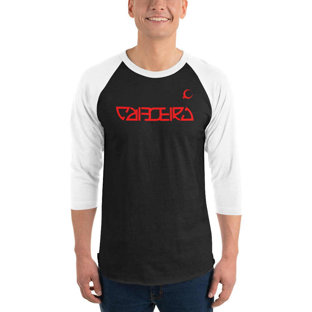 3/4 sleeve raglan shirt, Color: Black/White, Size: XS