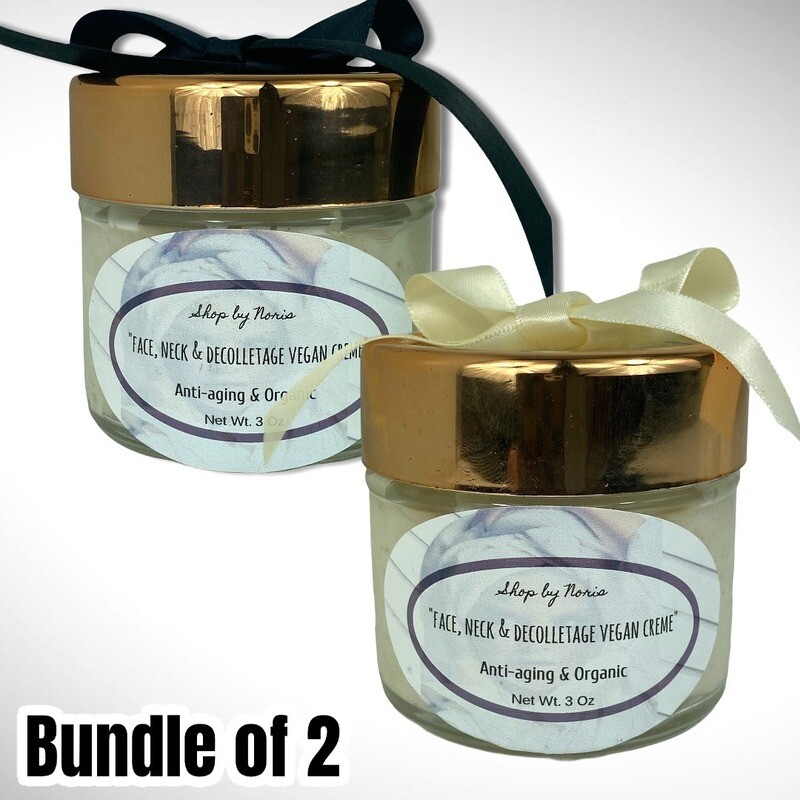 Bundle of 2 &quot;Kiss my Face &amp; Neck&quot; Organic Vegan Luxurious Face, Neck &amp; Decolletage Shea Butter Anti-Aging Cream 3 oz.