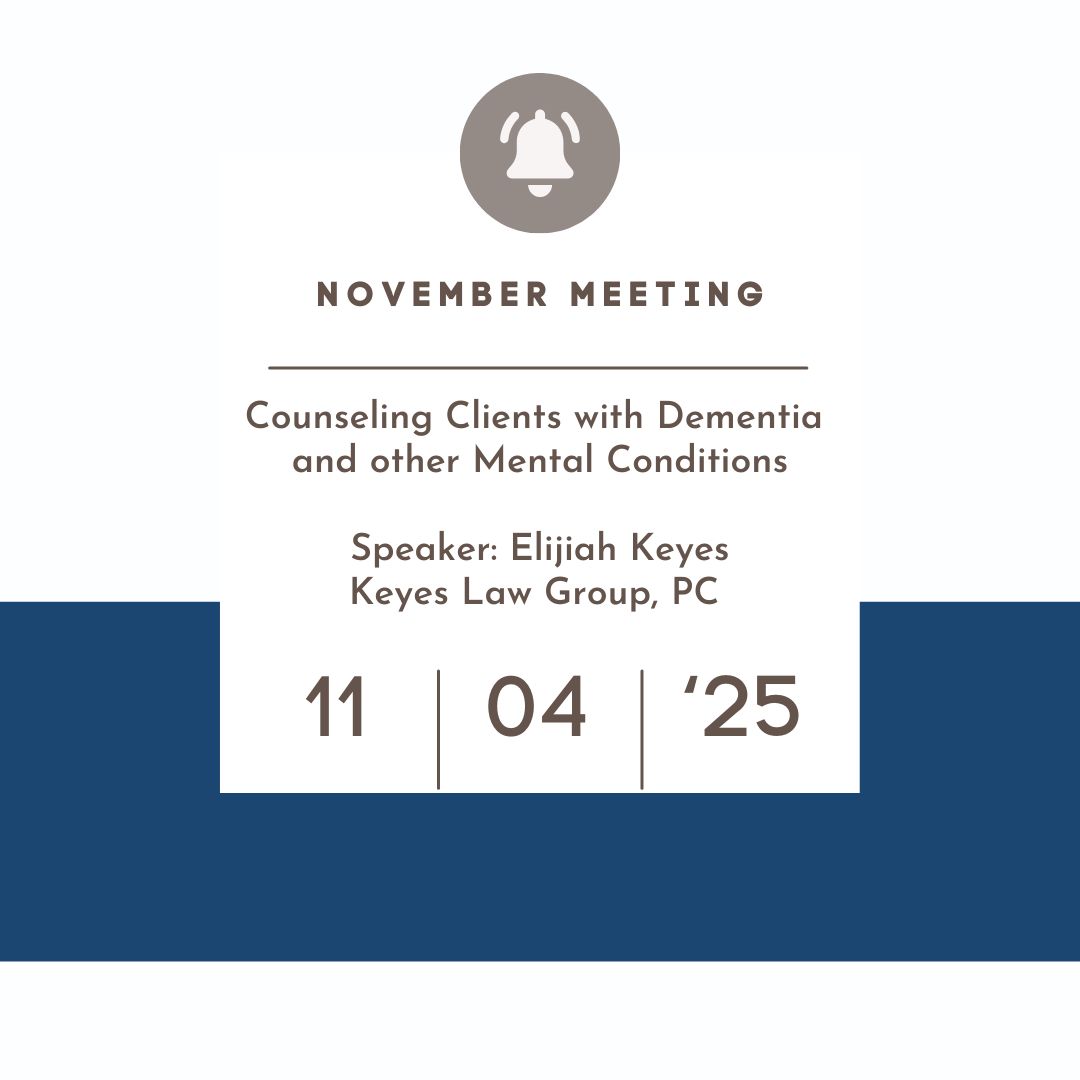 November 4,  2025 - Counseling Clients with Dementia  and other Mental Conditions (Live Event) November 4,  2025 - Counseling Clients with Dementia  and other Mental Conditions (Live Event)