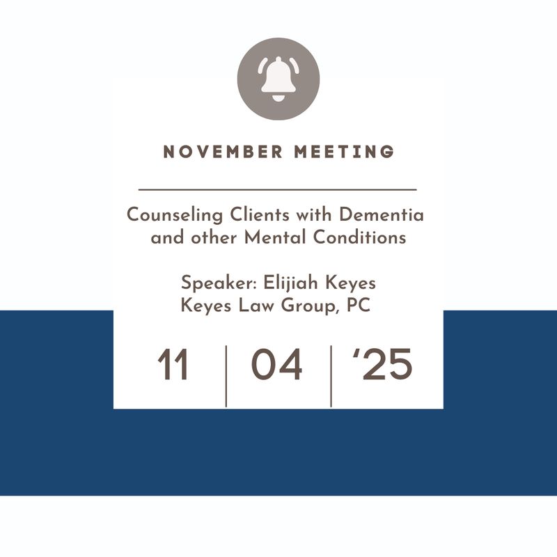 November 4,  2025 - Counseling Clients with Dementia  and other Mental Conditions (Live Event)
