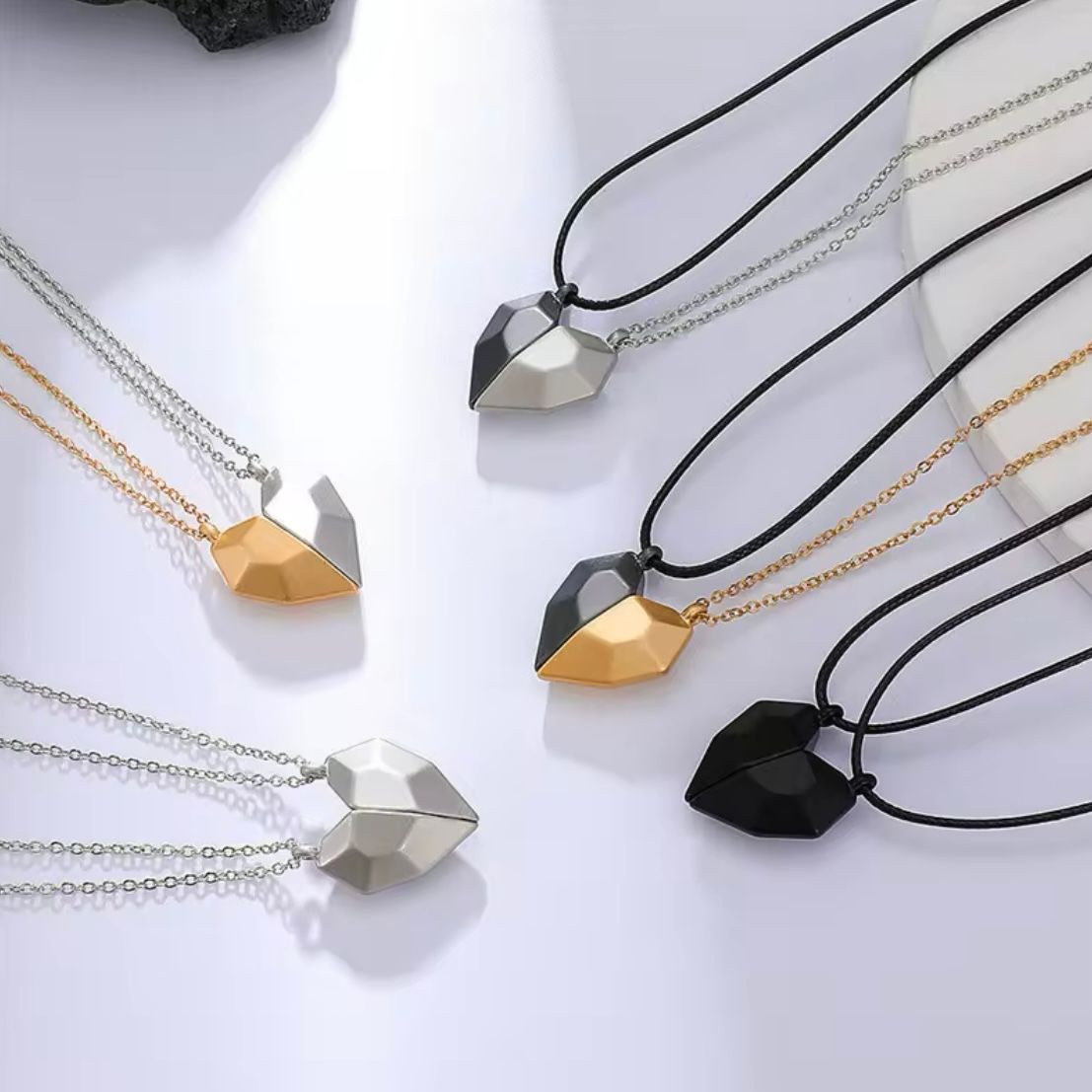 Collar Dije Corazon Magnetico Pareja Amor Amistad