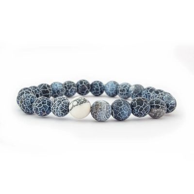 Pulsera Cuentas Marmoleada Lava Azul
