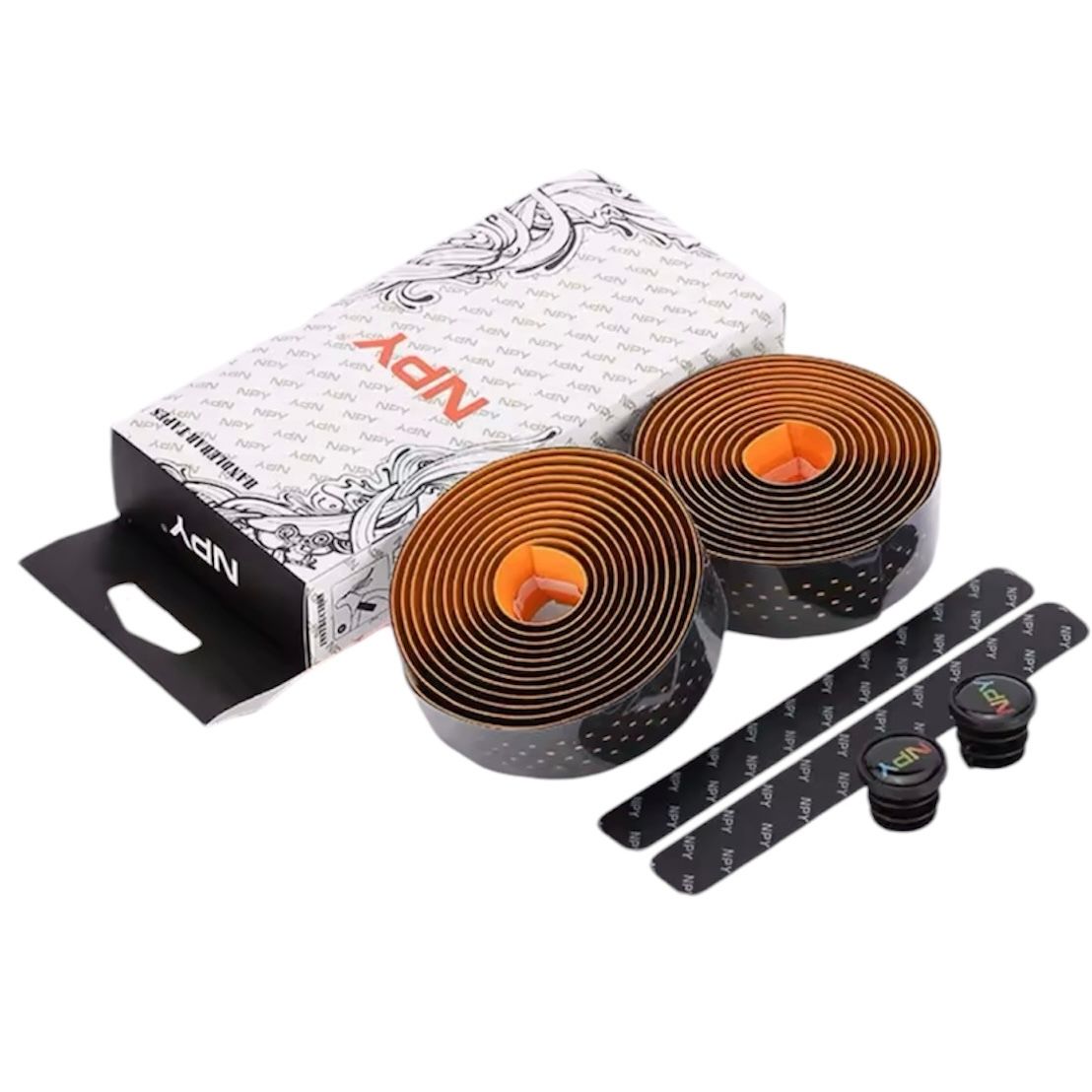 Cintas Para Manillar Negro Naranja Diseño Perforado