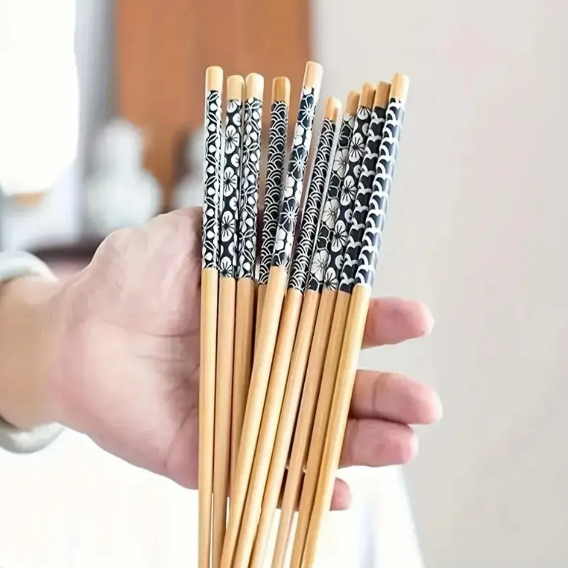 5 Pares Palillos Chinos De Bambú Estilo Japonés Coreano