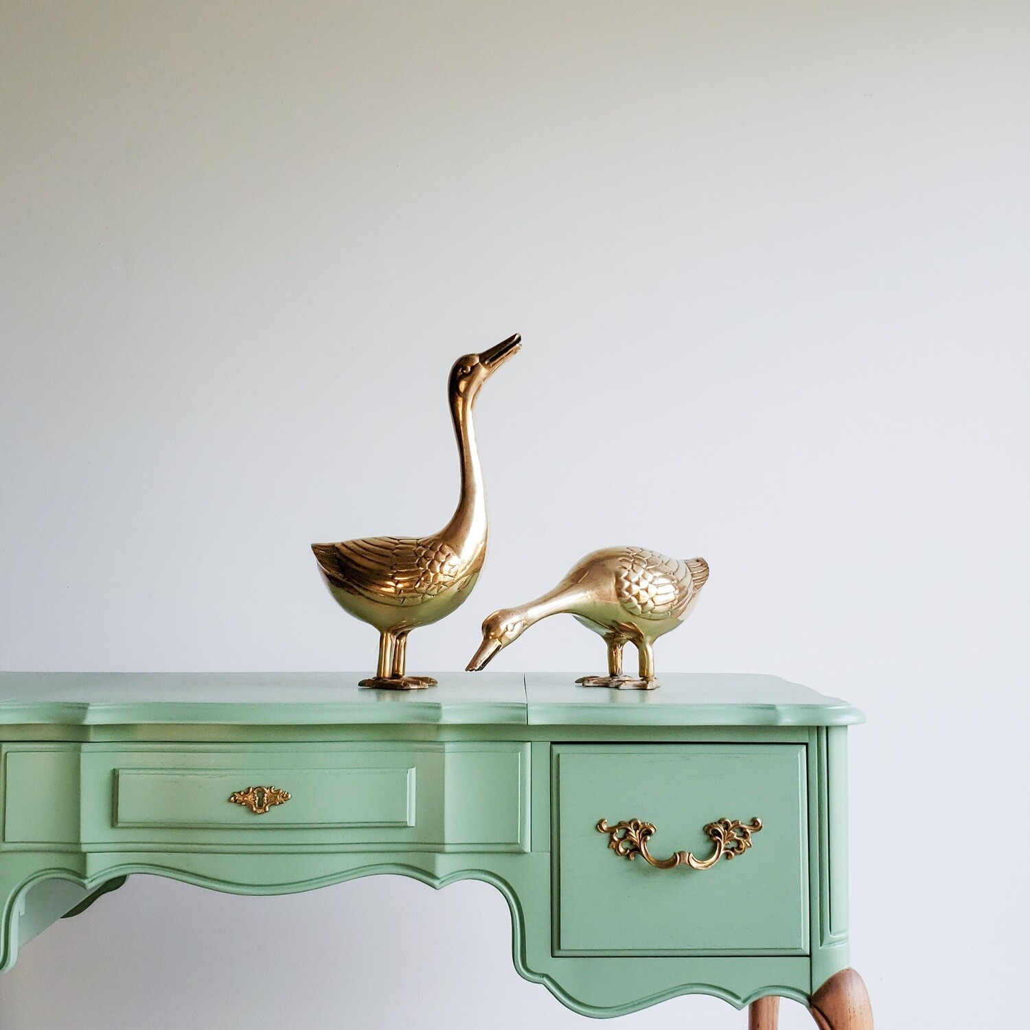 Large Set of Two (2) Vintage Brass Ducks | MCM | Grandmillennial