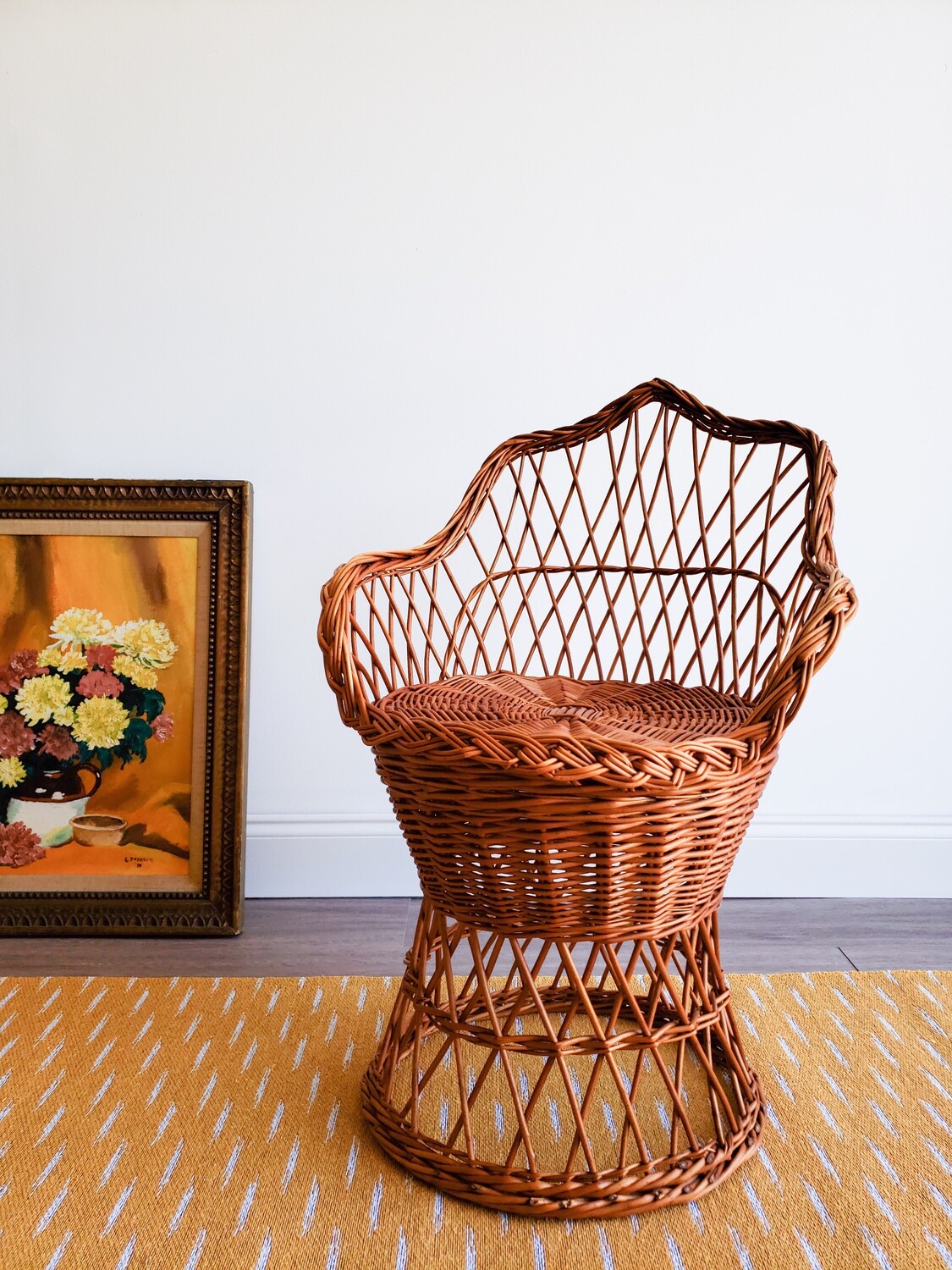 Vintage Child's Wicker Chair | Boho Plant Stand