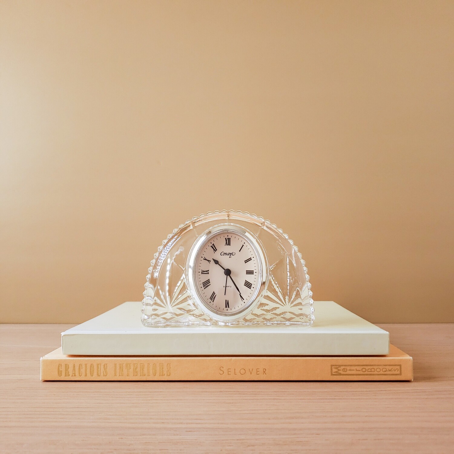 Vintage Half Moon Crystal Quartz Clock by Concept