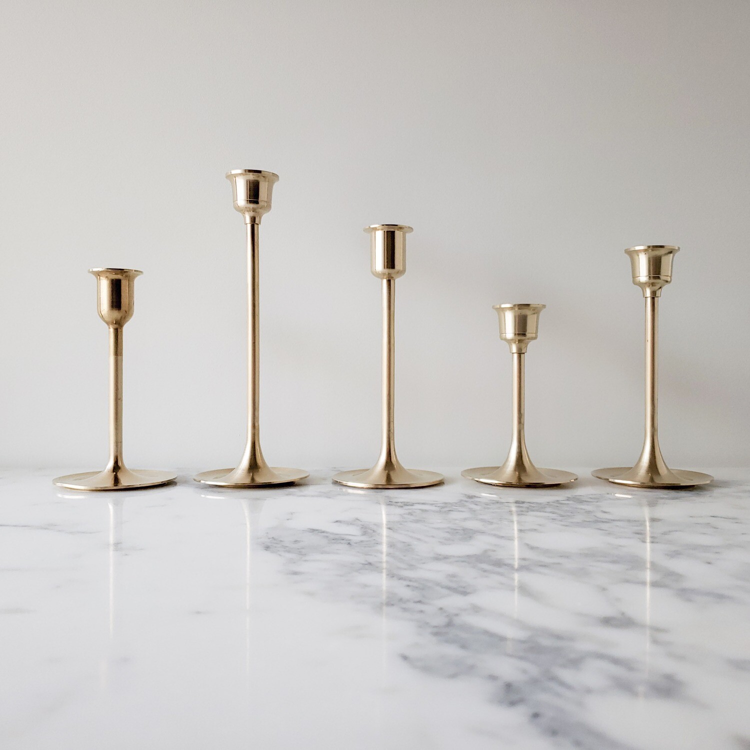 Set of Five (5) Vintage MCM Taper Candle Holders | Candlesticks
