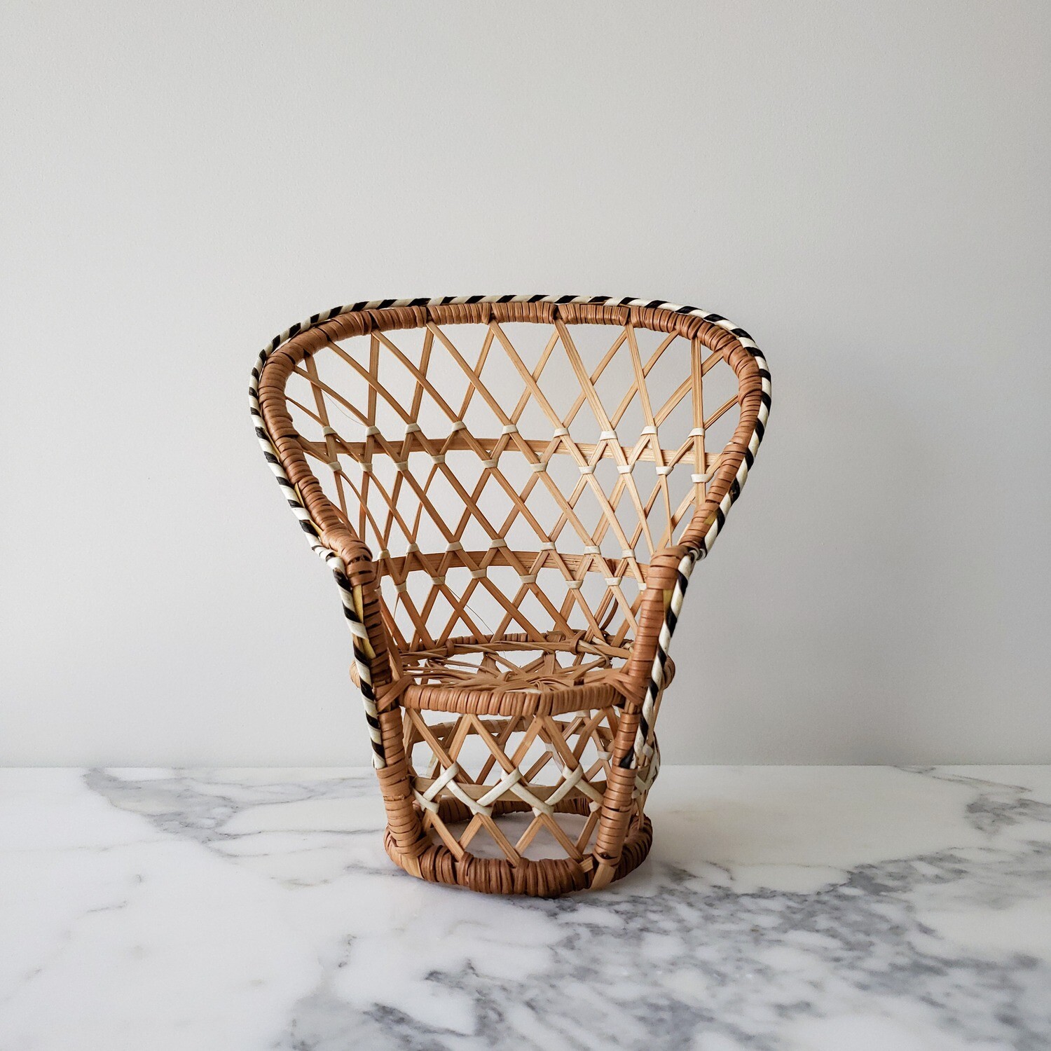 Vintage Miniature Wicker Peacock Chair | 7 1/4"