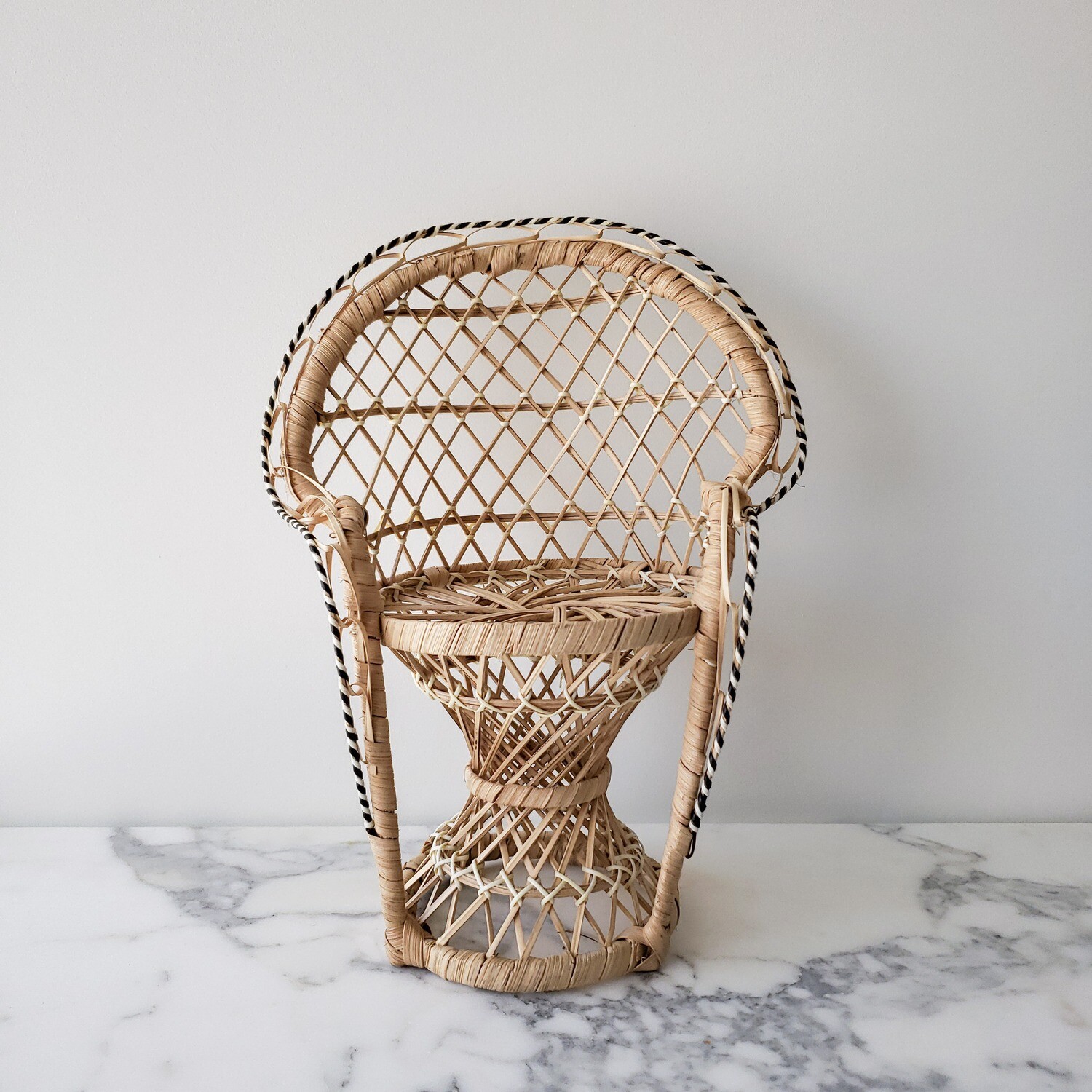 Vintage Miniature Wicker Peacock Chair | 10"