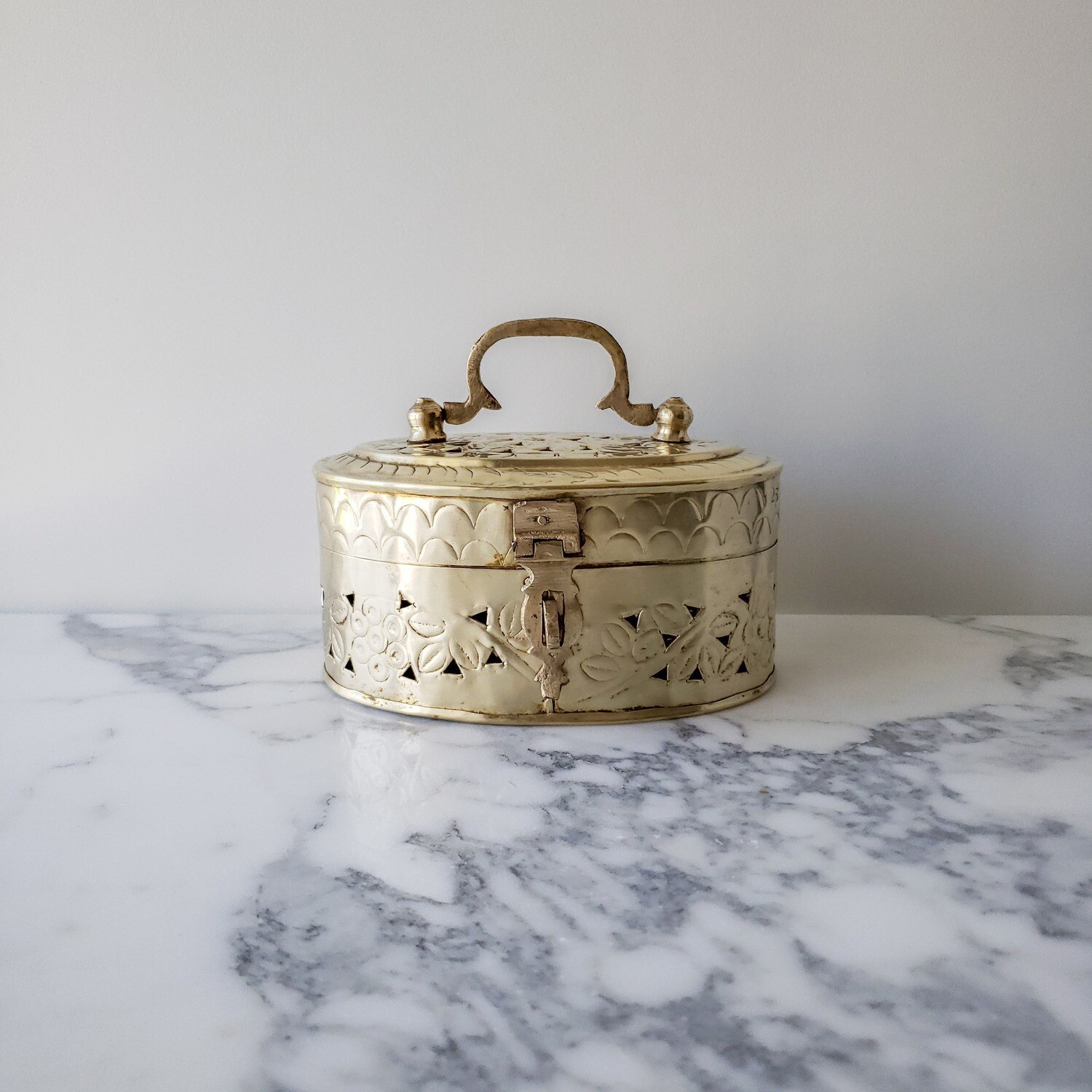 Vintage Solid Brass Hampton Hinged Trinket Box | Cricket Box | Potpourri Box