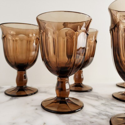 Vintage Set of (6) Viking Arlington Brown Flat Tumblers | 4 3/4"