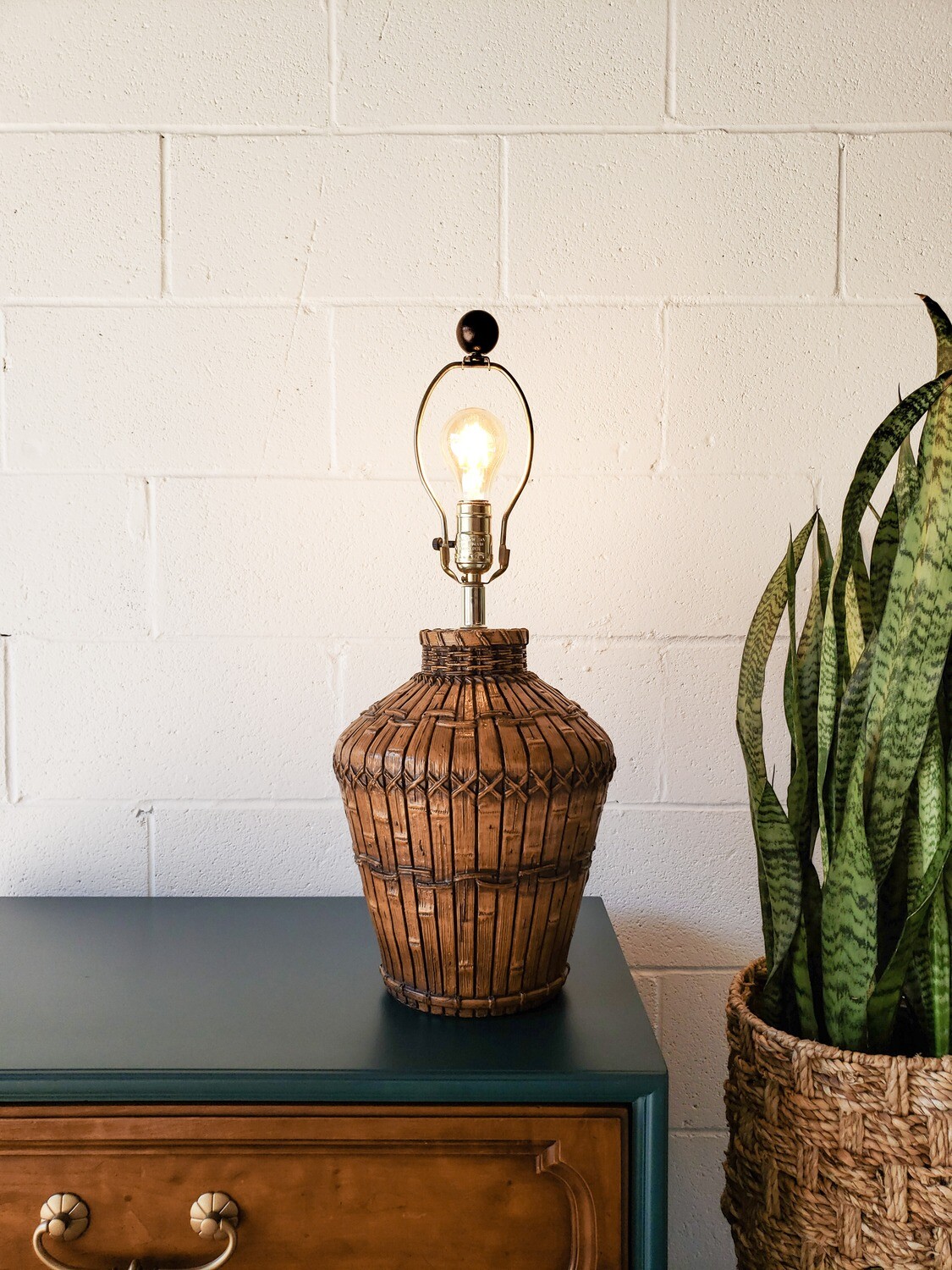 Rare Vintage Faux Bamboo Table Lamp | MCM | Boho Luxe