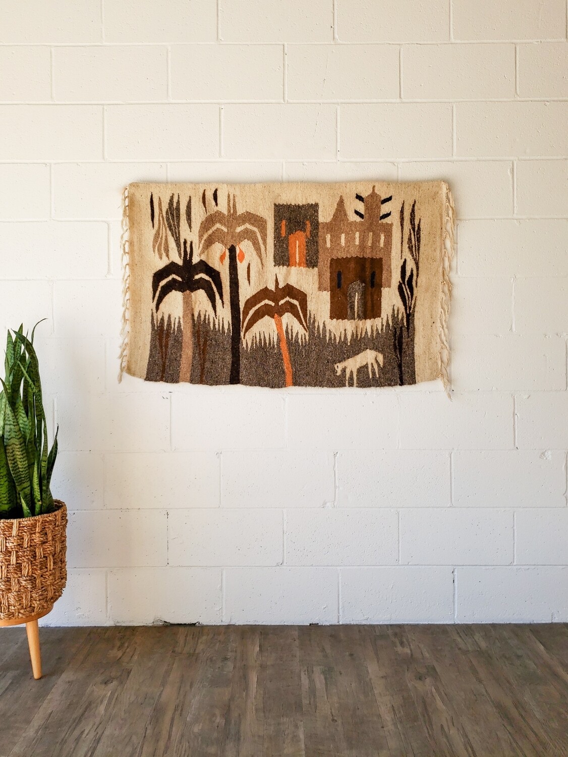 Vintage Handwoven Pictorial Wool Rug | Kilim | Tapestry | 43" x 27"