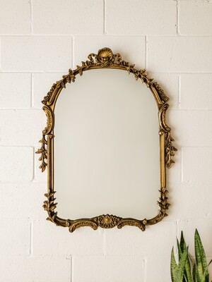 Large Vintage Antiqued Gold Baroque Style Mirror by Stroupe Mirror Company | 1973 | Style No. 795 | Thomasville, North Carolina