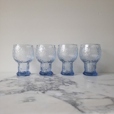 Vintage Set of (4) Indiana Glass Glacier Blue Mist Water Goblets