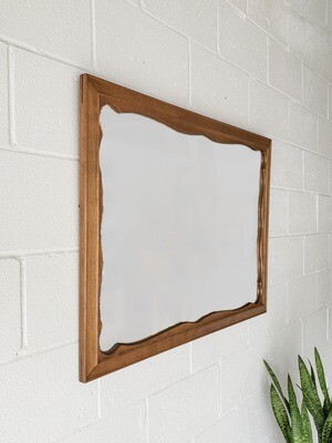 Vintage Mid-Century Ethan Allen American Traditional Solid Maple Framed Rectangular Wall Hanging Mirror