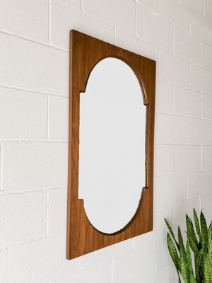 Vintage Mid-Century Modern Walnut Dixie Wall Hanging Mirror
