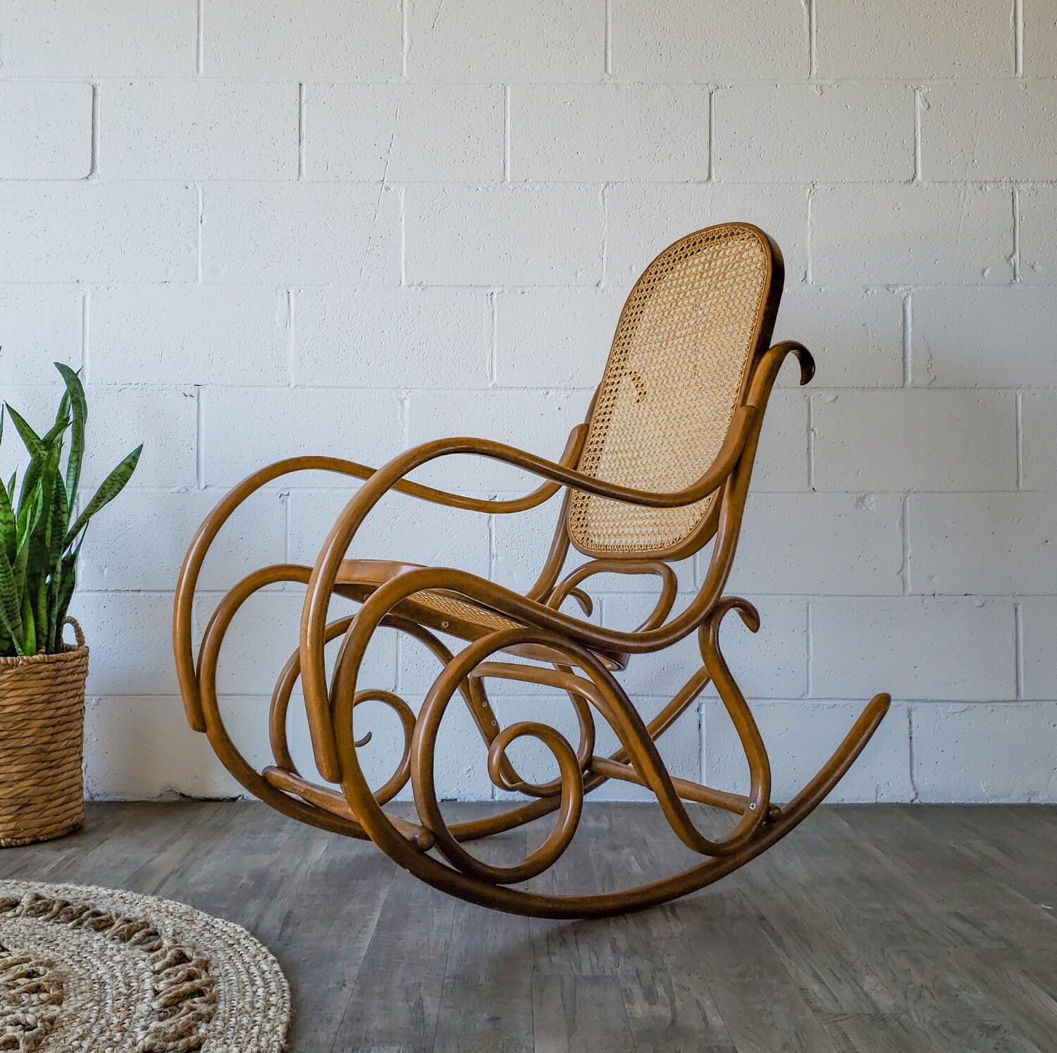 Authentic Vintage Thonet Bentwood &amp; Cane Rocking Chair