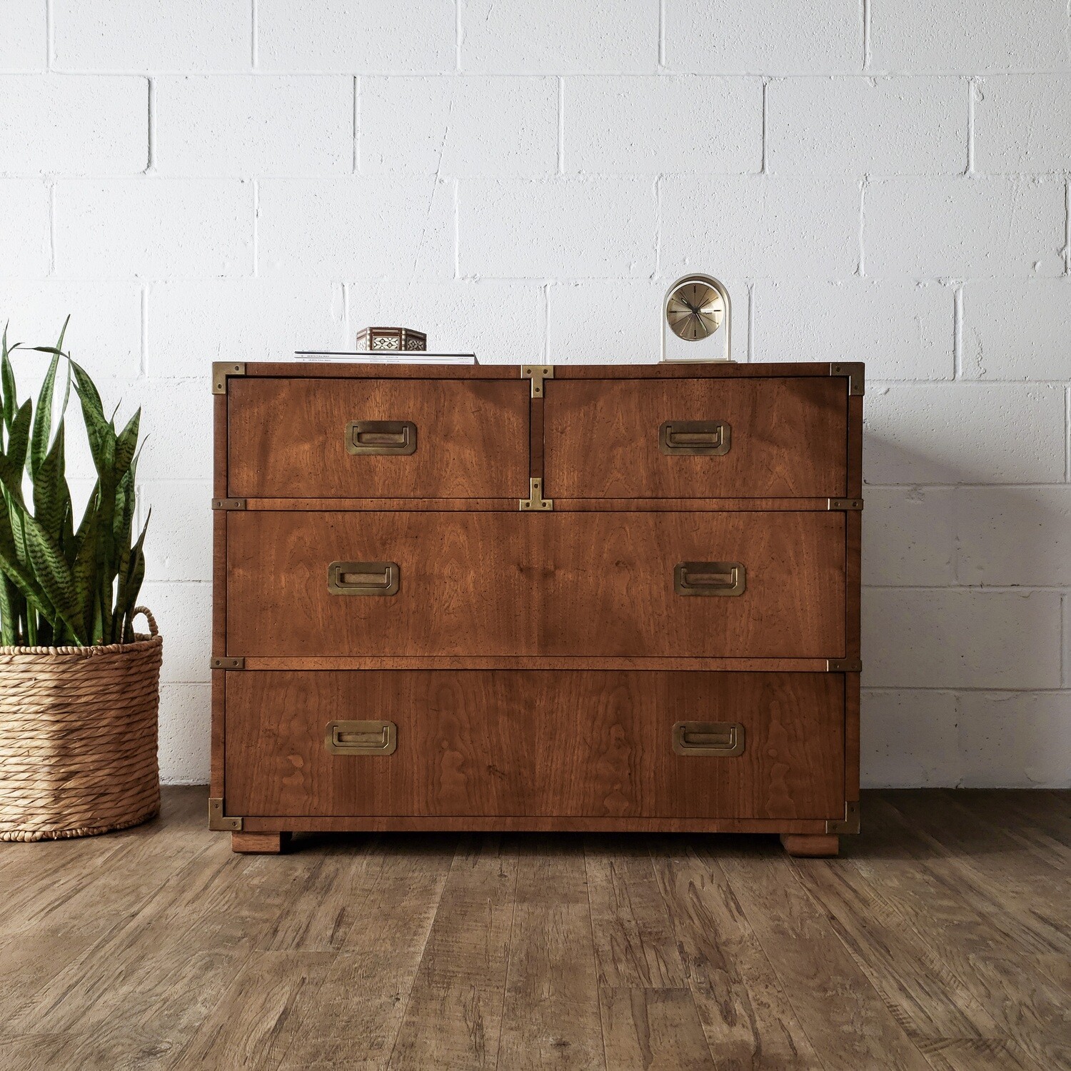 Vintage Henredon Campaign Style 4-Drawer Chest