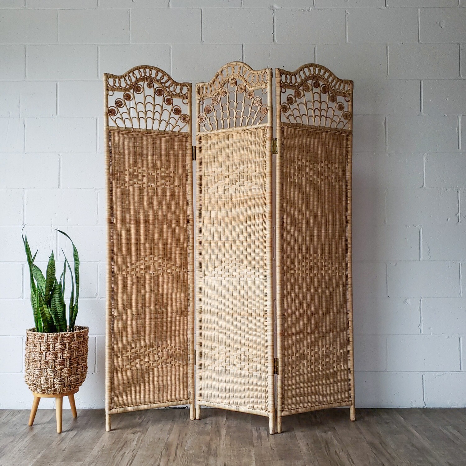 Vintage Wicker &amp; Rattan Folding Screen | Room Divider