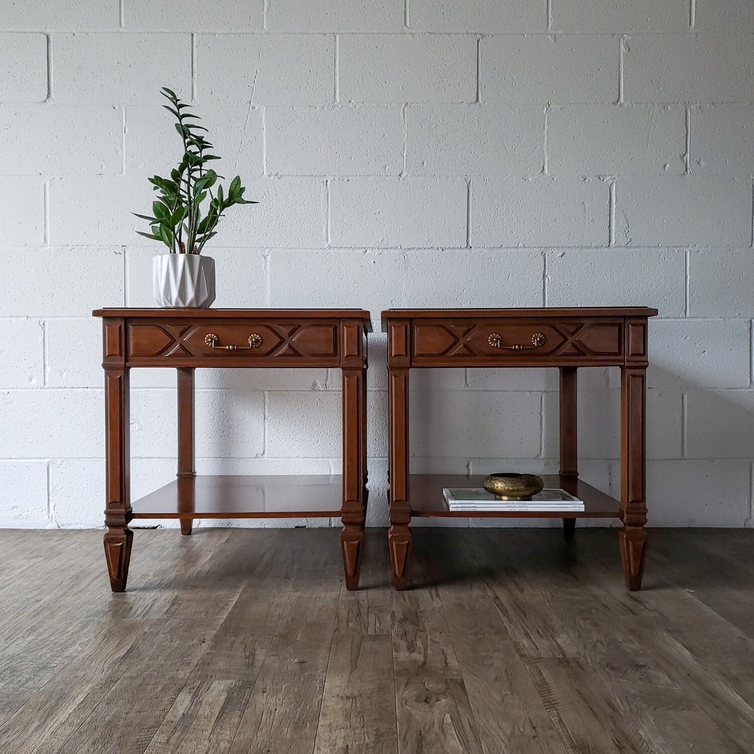 Vintage Mid-Century Set of (2) Heritage Two-Tier End Tables