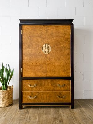 Vintage Century Chin Hua Burl Wood Armoire by Raymond K. Sobota