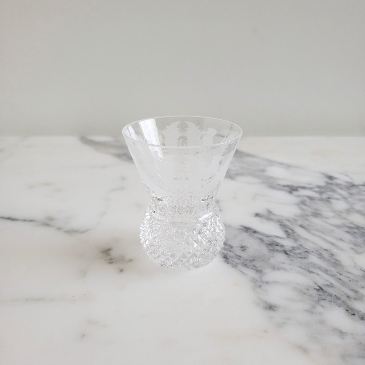 Vintage Signed Edinburgh Crystal Thistle (Cut) 2 1/2" Glass