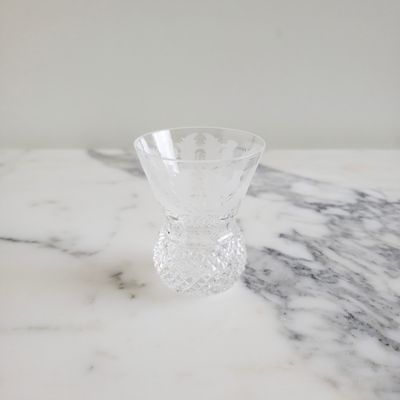 Vintage Signed Edinburgh Crystal Thistle (Cut) 2 1/2" Glass