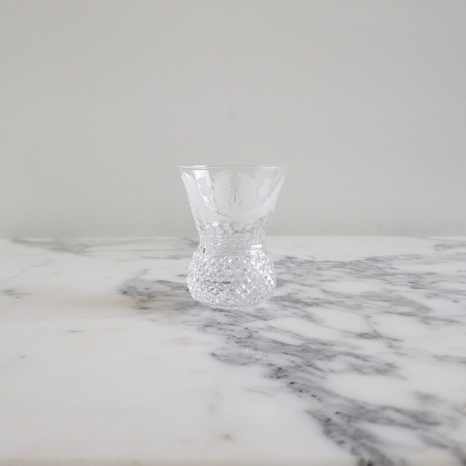 Vintage Signed Edinburgh Crystal Thistle (Cut) 2 1/2" Glass