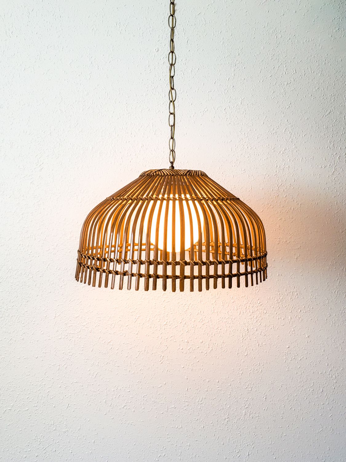 Vintage Mid-Century Modern Rattan Swag Lamp