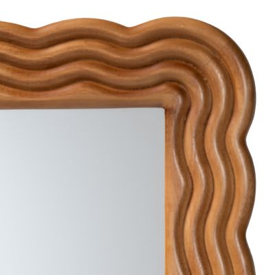 Acantha Modern Walnut Brown Scallop-Framed Accent Mirror by Baxton Studio