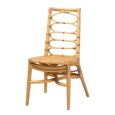 Lisbon Modern Bohemian Natural Rattan Dining Chair by bali &amp; pari