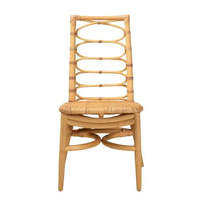 Lisbon Modern Bohemian Natural Rattan Dining Chair by bali &amp; pari
