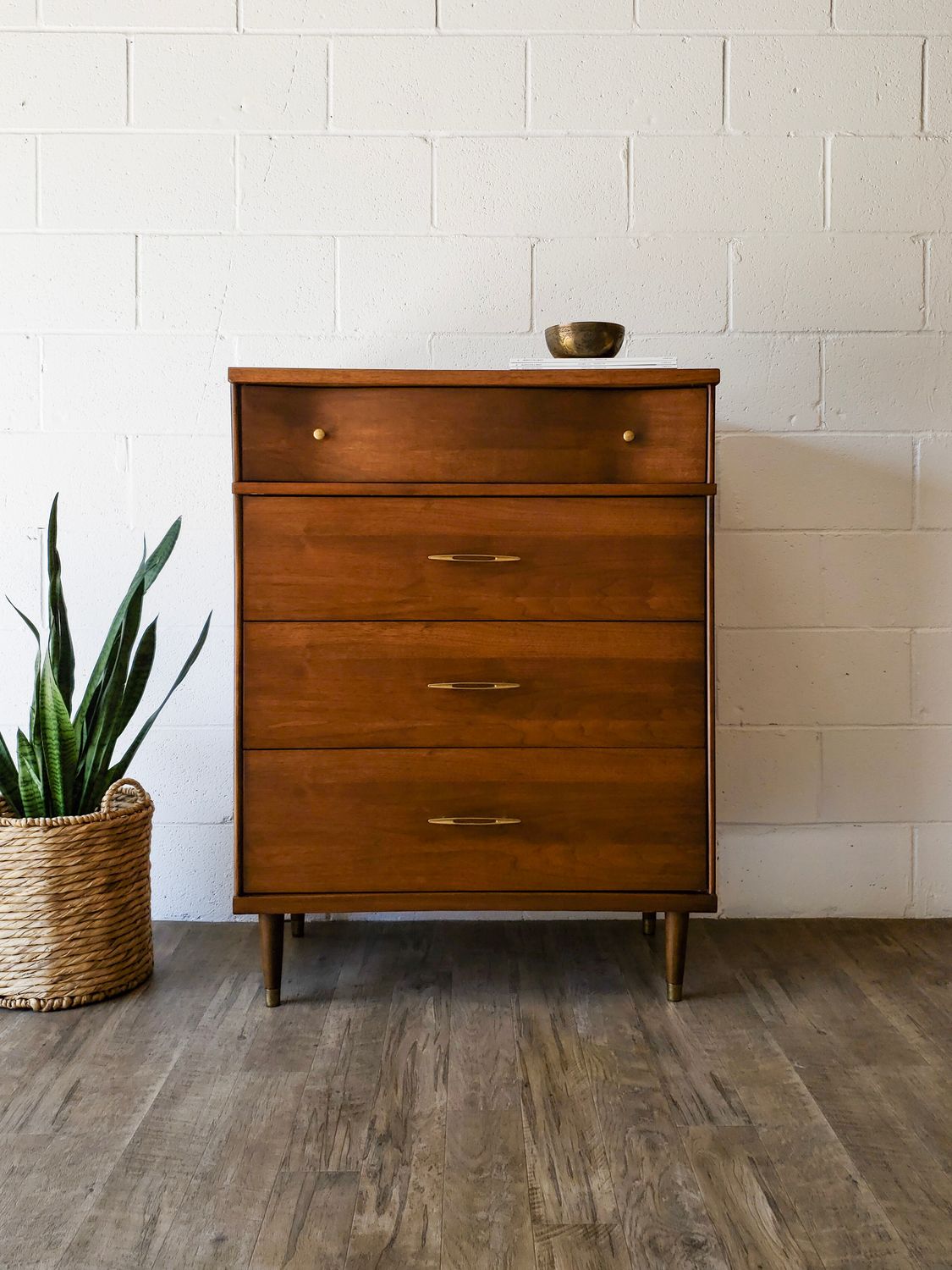 Vintage Mid-Century Modern Harmony House Walnut 4-Drawer Chest | Tallboy