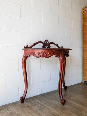 Antique Style Carved Half Moon Console Table